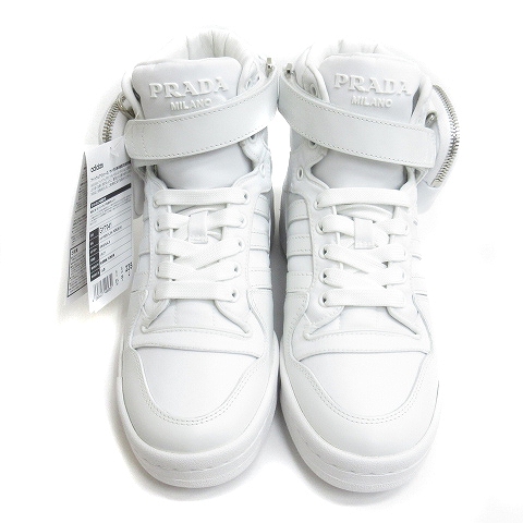 未使用品 プラダ PRADA Re-Nylon x adidas Forum High White リ 
