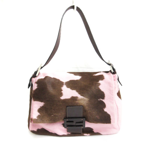 フェンディ FENDI マンマバケット ハラコ ショルダーバッグ ピンク 