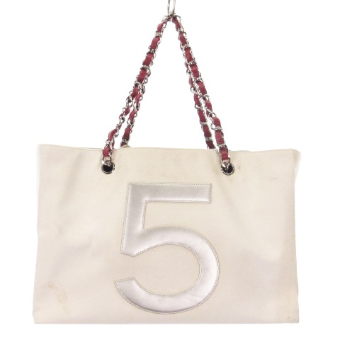 CHANEL No.5 チョコバー チェーン ハンドバッグ ココマーク ホワイト