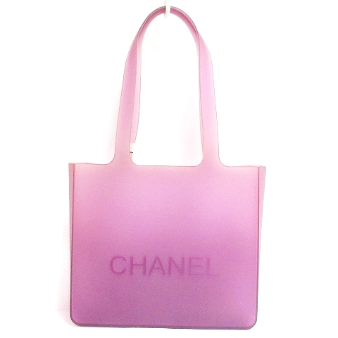 シャネル CHANEL ラバー トートバッグ ハンド ロゴ イタリア製 ピンク 