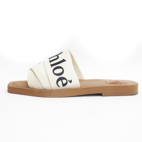 クロエ CHLOE woody フラット ミュール サンダル ロゴ イタリア製 