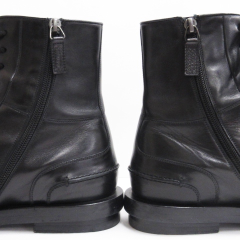 グッチ GUCCI レースアップ ブーツ サイドジップ レザー イタリア製