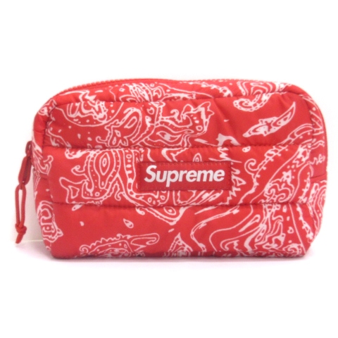 シュプリーム SUPREME 22AW Puffer Pouch ポーチ バンダナ柄 レッド 