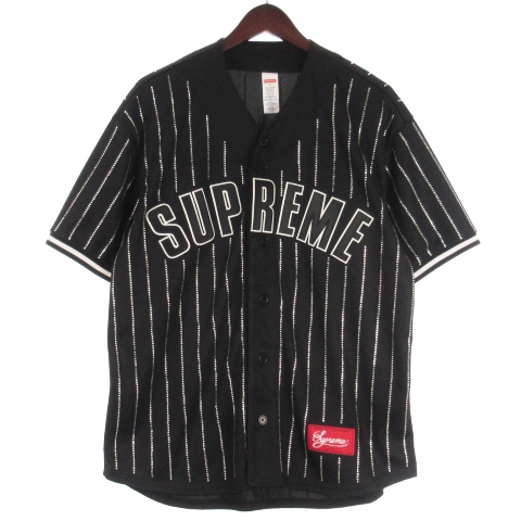 シュプリーム SUPREME 22SS Rhinestone Stripe Baseball Jersey ベース 
