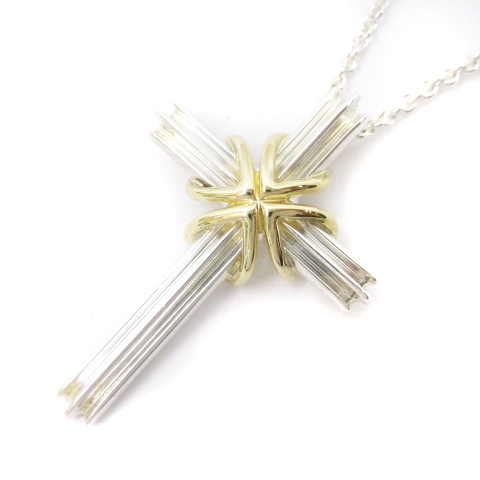 ティファニー TIFFANY & CO. シグネチャークロス ネックレス SV925 K18 
