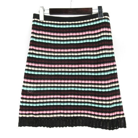 ミッソーニ MISSONI ニット スカート ボーダー 42 ブラック系 231130E  