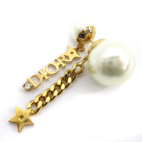 ディオール Dior TRIBALES ピアス フェイクパール ロゴチャーム