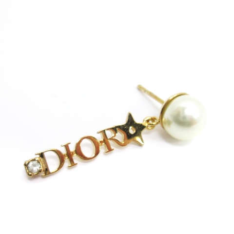 ディオール Dior TRIBALES ピアス フェイクパール ロゴチャーム