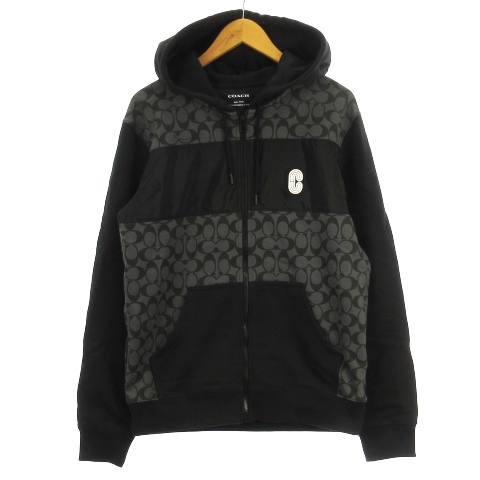 コーチ COACH シグネチャー スウェットパーカー フルジップ 裏毛 切替  