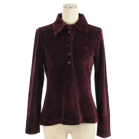 タイムセール【GUCCI】ブラック長袖クロップドシャツ/グッチ グッチ GUCCI ベロア シャツ 長袖 GGロゴ イタリア製 ワインレッド