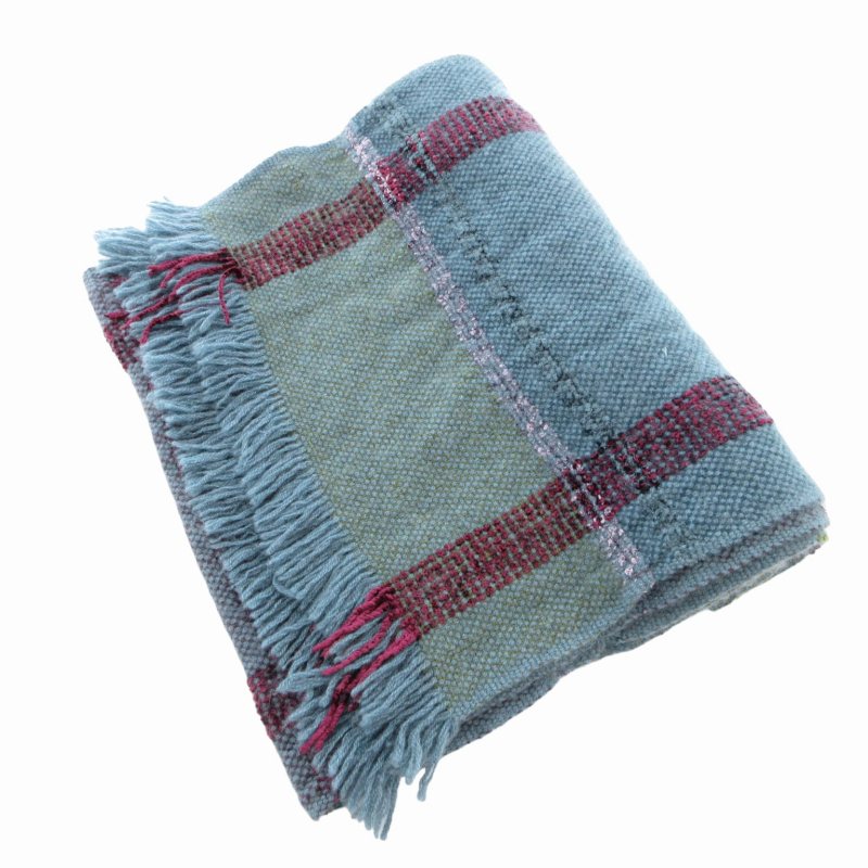 ロロピアーナLoro Pianaメンズカシミアニットマフラーカーキ×青緑 転ぶ 