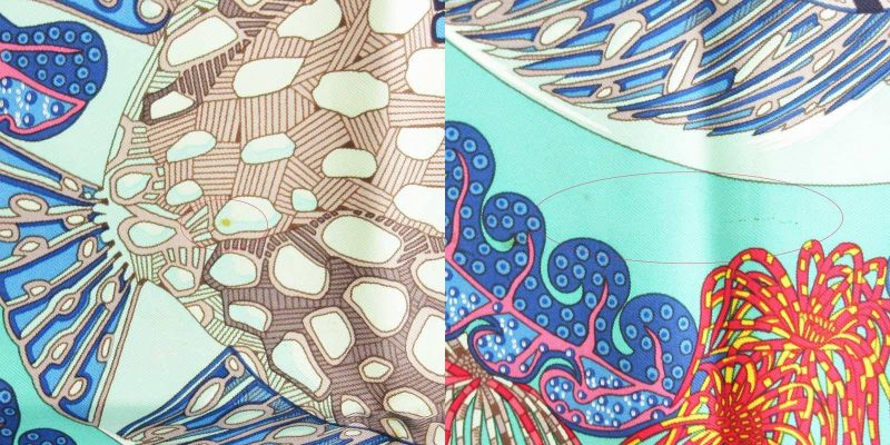 HERMES エルメス カレ90 深海魚 大判スカーフ タグ付 ターコイズブルー HERMES エルメス カレ90 深海魚 大判スカーフ タグ付 ターコイズ