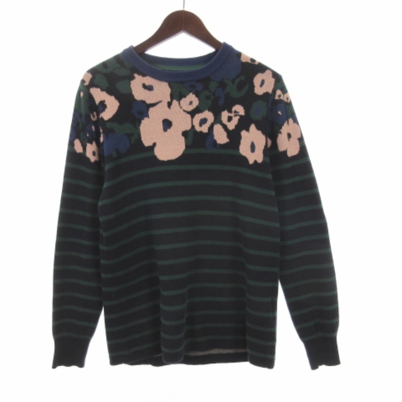 サカイ sacai フローラルボーダーニット セーター 長袖 548 ネイビー 1 