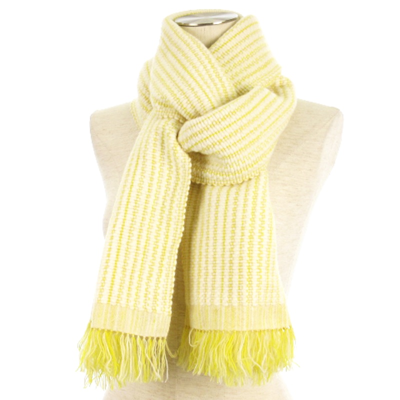 HERMES エルメス　カシミヤ100％ マフラー イエロー 新品未使用エルメス定番マフラーカシミヤ100 イエロー男女兼用