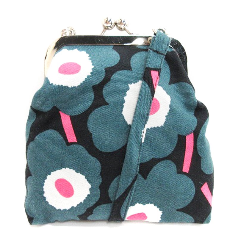 マリメッコ marimekko がま口 ポーチ ショルダー バッグ ポシェット 花 