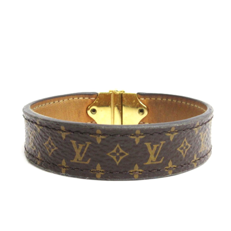 LOUIS VUITTON ブラウンレザーバングル ブレスレット モノグラム LOUIS VUITTON ブラウンレザーバングル ブレスレット モノグラム