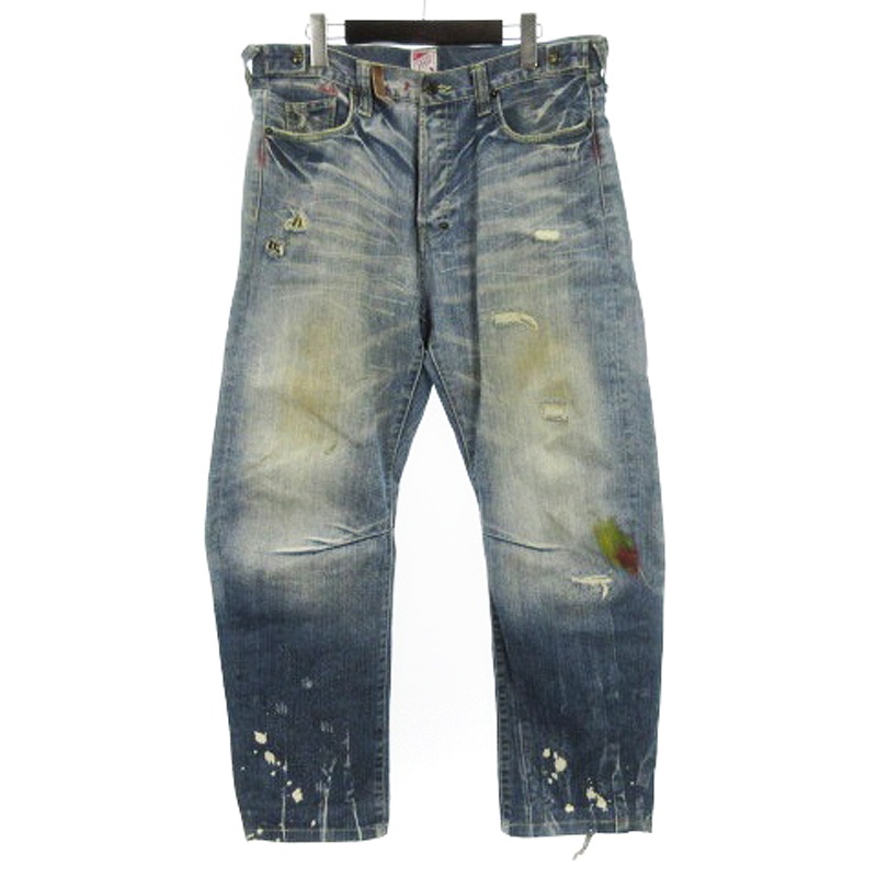 美品 PRPS ヴィンテージ加工 ストレート デニム ３０ ピーアルピーエス 日本製 岡山 レターパック デニム パンツ ジーンズ ダメージ ヴィンテージ加工 サビ加工