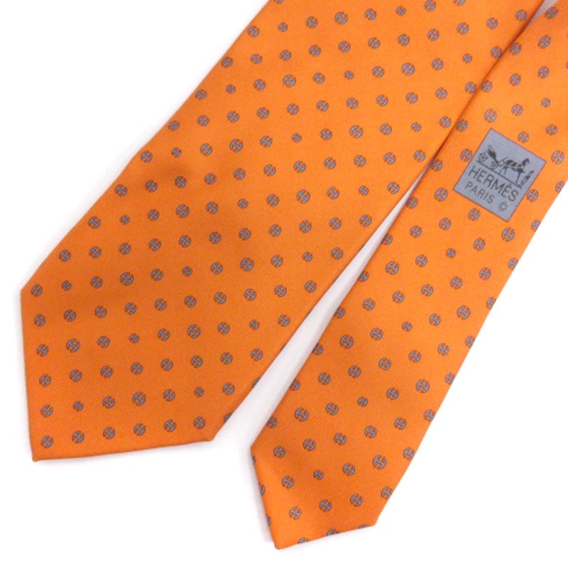 エルメス H柄 ネクタイ シルク オレンジ 【公式通販】