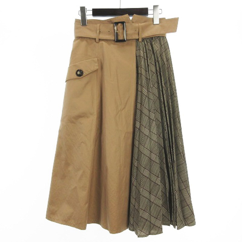マイストラーダ Mystrada プリーツ トレンチ スカート 切替 ミモレ丈  