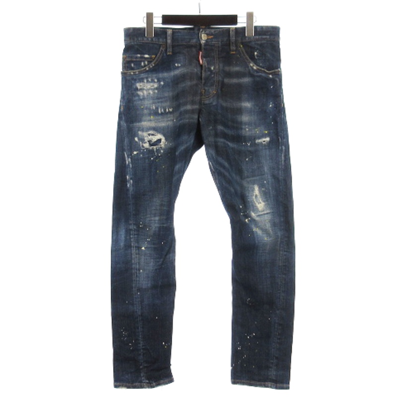 DSQUARED2 ディースクエアード ペイントダメージスキニーデニムパンツ  