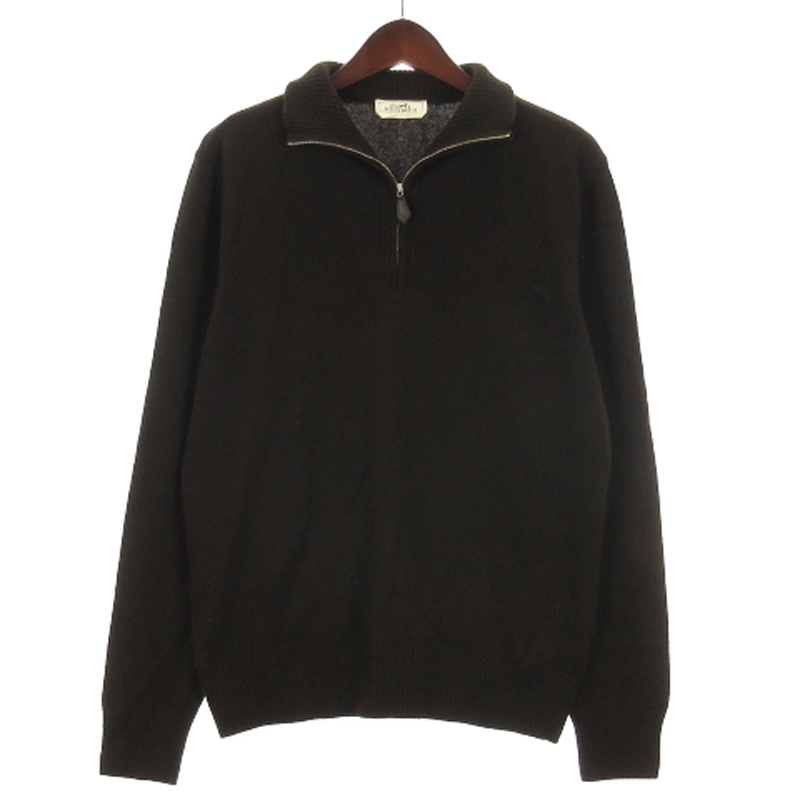 エルメス HERMES ハーフジップ ニット セーター イタリア製 ブラウン M