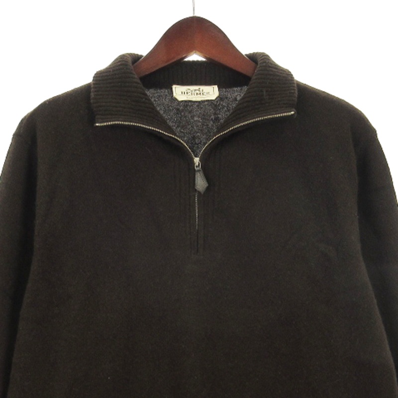 エルメス HERMES ハーフジップ ニット セーター イタリア製 ブラウン M