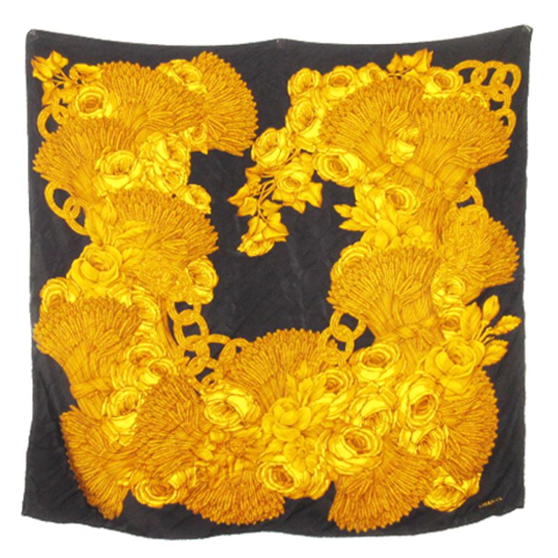 シャネル CHANEL ヴィンテージ 大判 スカーフ ココマーク シルク