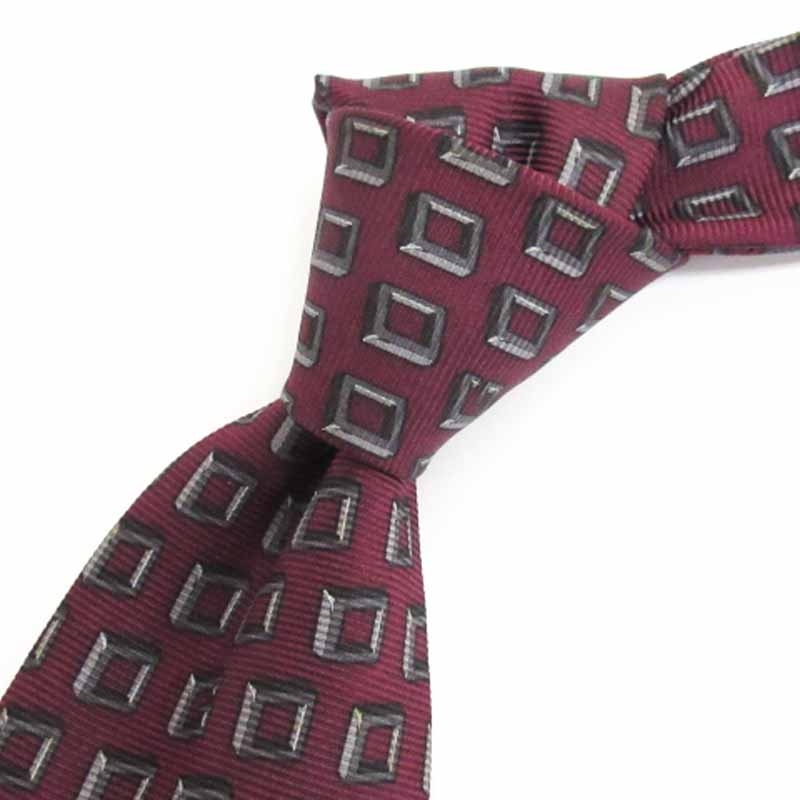 グッチ GUCCI 総柄 ネクタイ シルク イタリア製 ボルドー □GY99