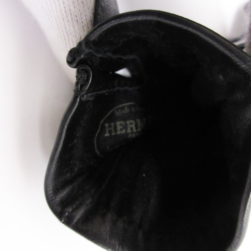 HERMES レザー手袋 セリエ ブラック aq8235