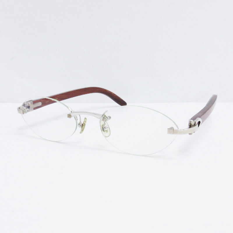 【カルティエ】　眼鏡セット Cartier カルティエ メガネ 眼鏡 ウッドテンプル サングラス