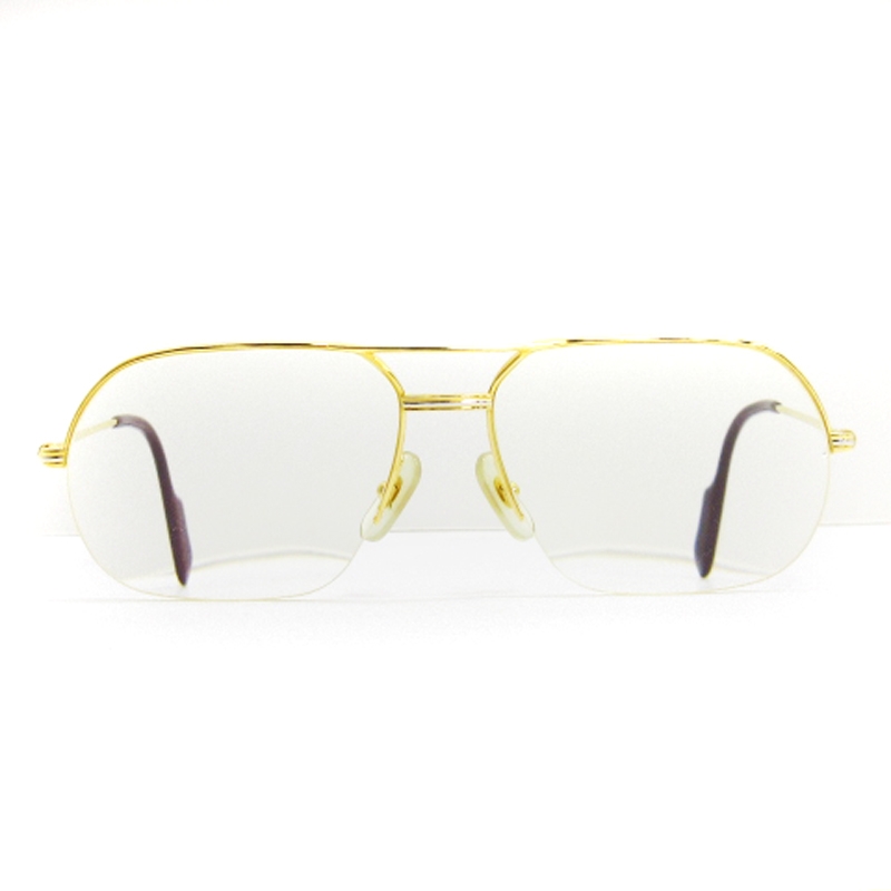 カルティエ Cartier メガネ 眼鏡 ハーフリム メタルフレーム 度入り 