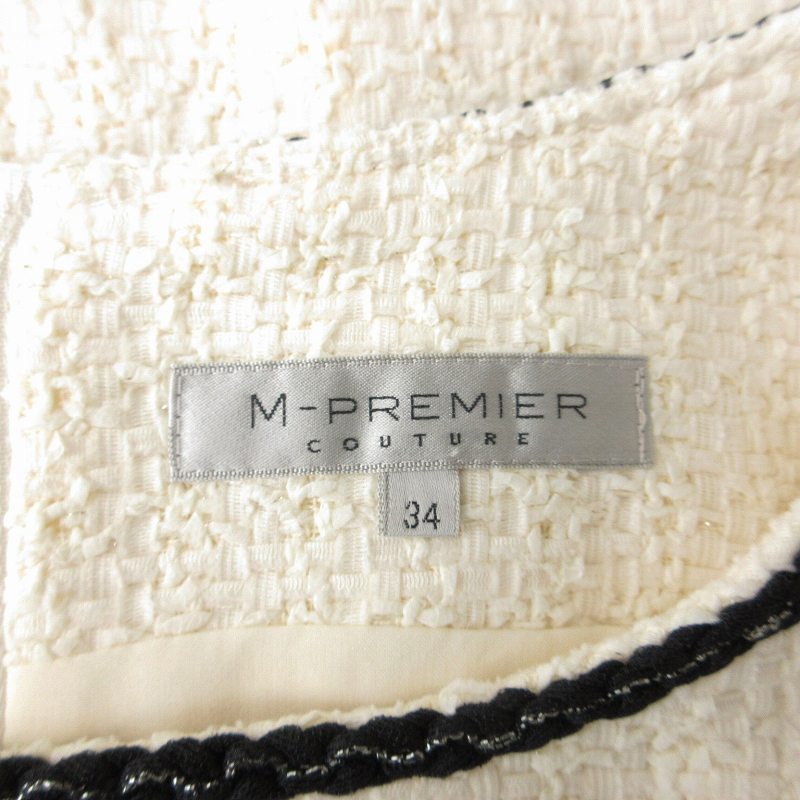 エムプルミエ M-Premier ノースリーブワンピース ツイード ひざ丈 34