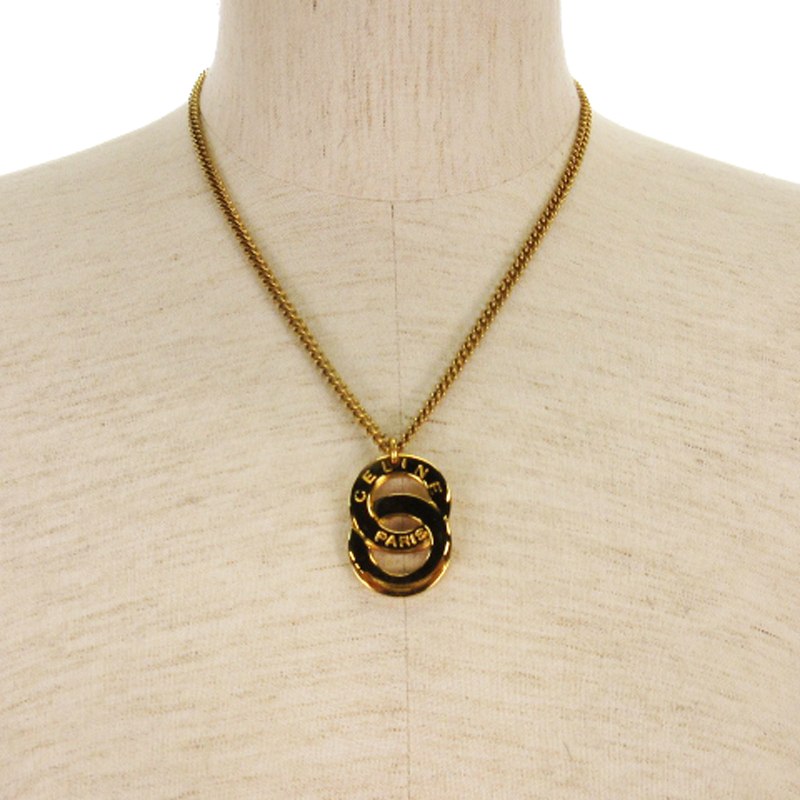 CELINE ヴィンテージ ロゴネックレス ゴールド ネックレス VINTAGE CELINE/セリーヌ】 サークルロゴ ネックレス