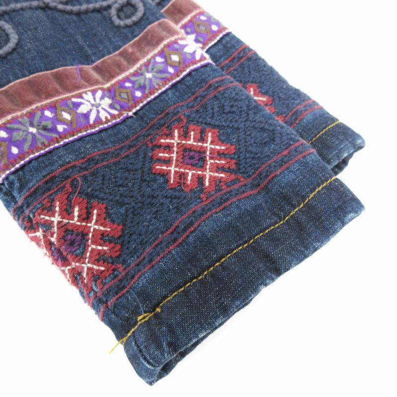 デシグアル Desigual デニム モッズコート ロング 中綿 裏地総柄 切替 36 インディゴブルー /GV レディース