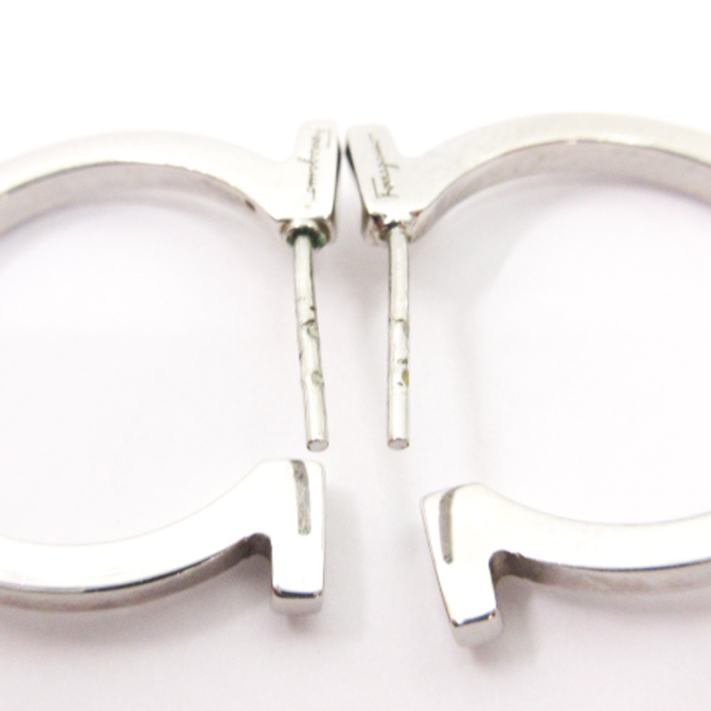 Ferragamo フェラガモ ガンチーニ ピアス シルバー ラインストーン