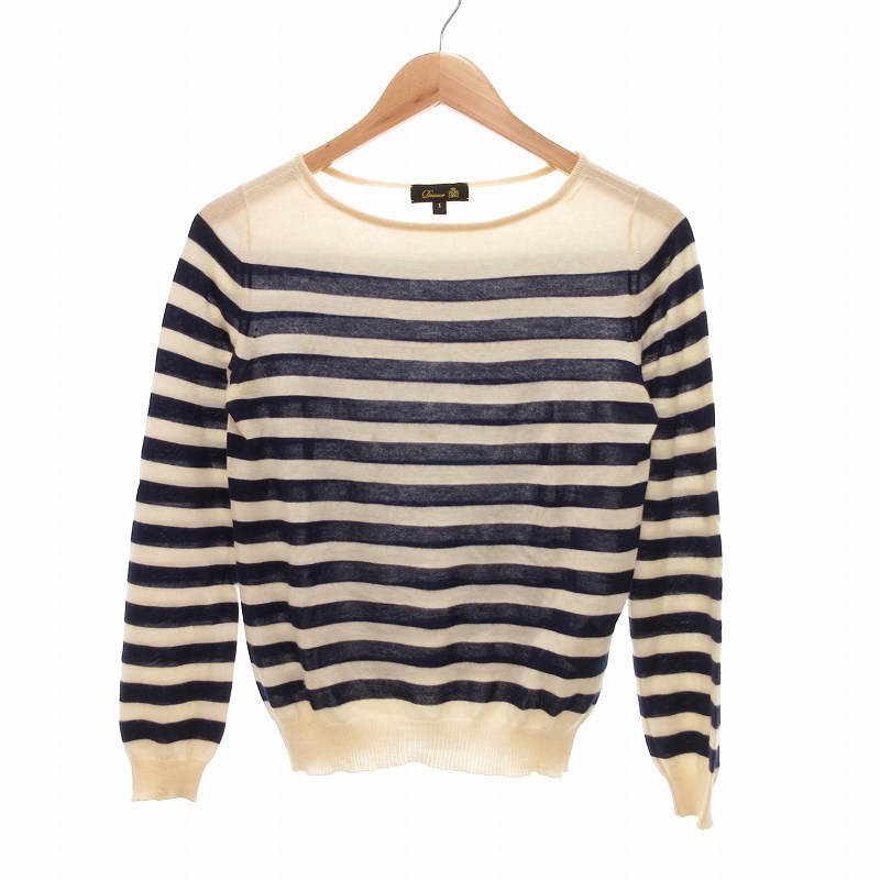 Drawer ドゥロワー カシミヤ100％ ニット プルオーバー 紺 ふんわり  