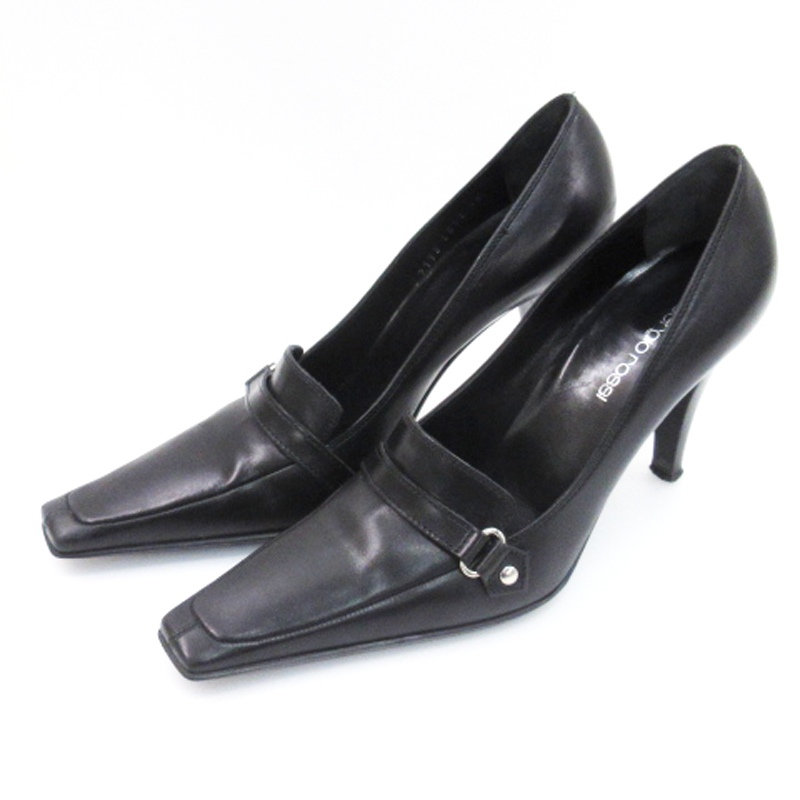 sergio rossi ブラック ポインテッドトゥパンプス 38 1/2 sergio rossi ブラック ポインテッドトゥパンプス 38 1/2