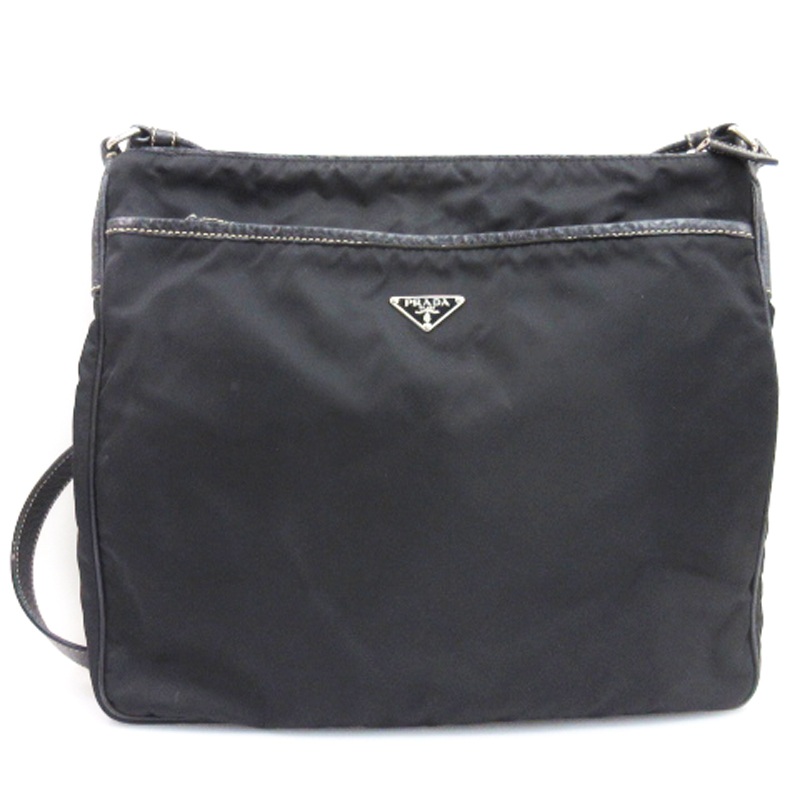 プラダ PRADA 三角プレート ショルダーバッグ ナイロン ブラック ☆AA 