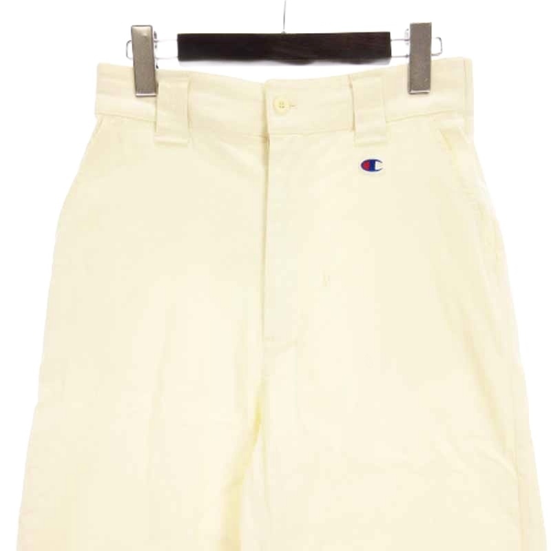 チャンピオン CHAMPION ロング パンツ チノパン ストレート ワイド ロゴ刺繍 ストレッチ コットン CW-Z206 アイボリー M レディース