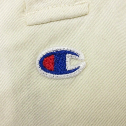 チャンピオン CHAMPION ロング パンツ チノパン ストレート ワイド ロゴ刺繍 ストレッチ コットン CW-Z206 アイボリー M レディース