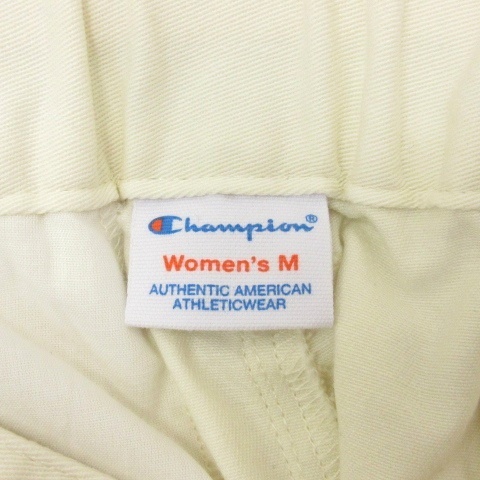 チャンピオン CHAMPION ロング パンツ チノパン ストレート ワイド ロゴ刺繍 ストレッチ コットン CW-Z206 アイボリー M レディース