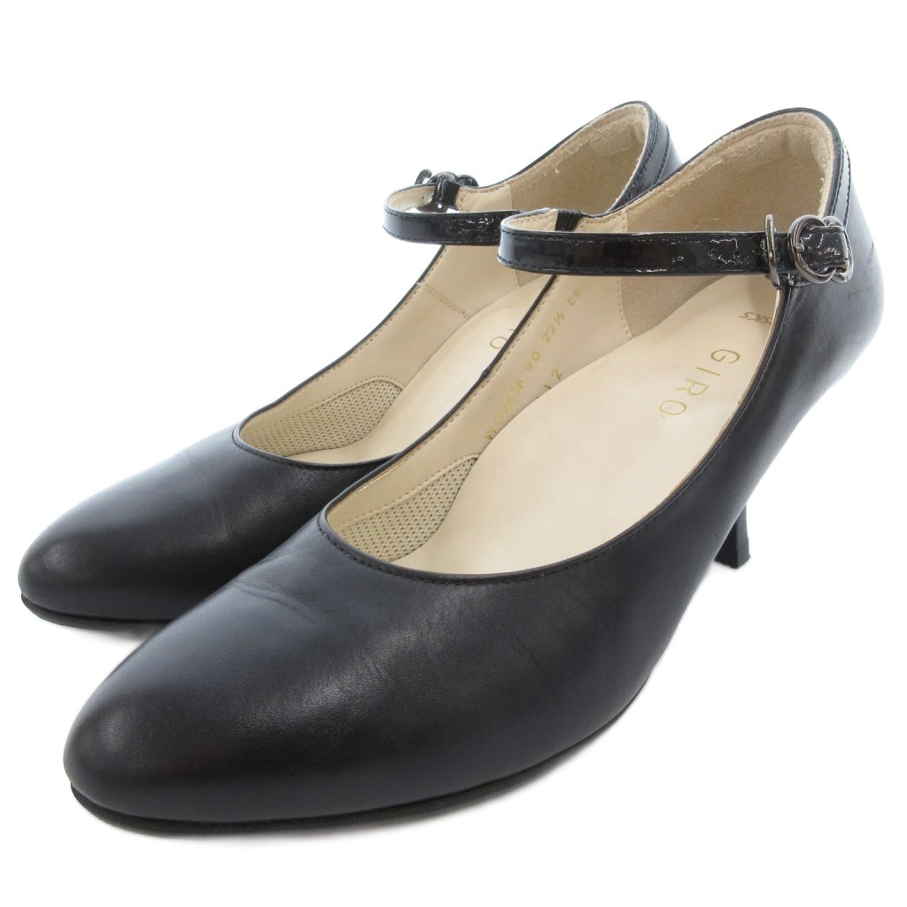 アシックス asics GIRO パンプス アーモンドトゥ レザー 22.5cm 黒