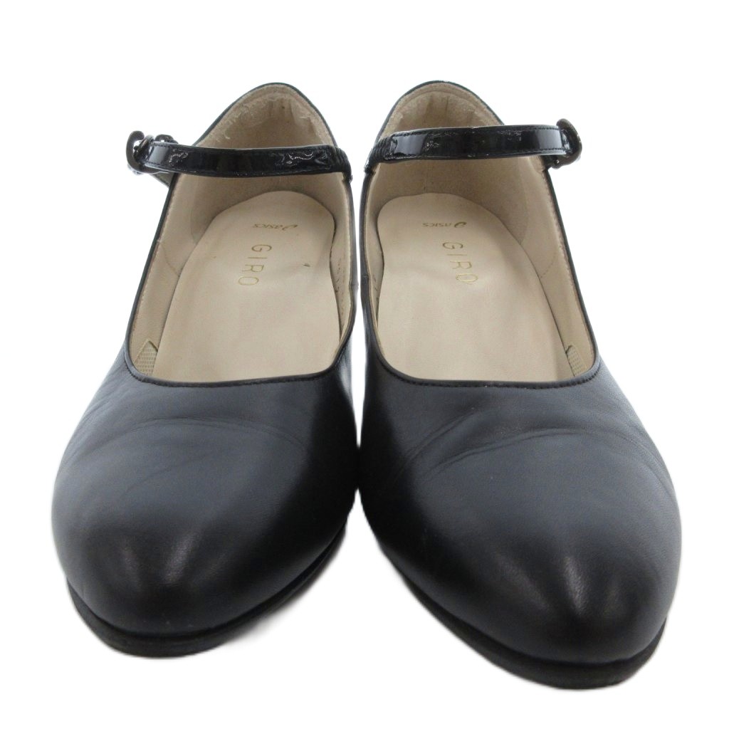 アシックス asics GIRO パンプス アーモンドトゥ レザー 22.5cm 黒