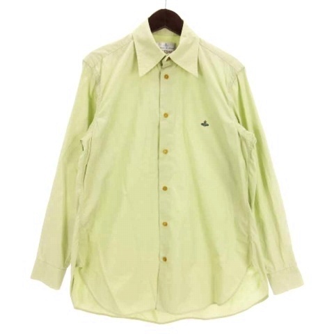 【中古】ヴィヴィアンウエストウッドマン オーブ刺繍 ドレス シャツ 長袖 オーブボタン イタリア製 ライトグリーン 2 ヴィヴィアンウエストウッドマン Vivienne Westwood MAN オーブ刺繍