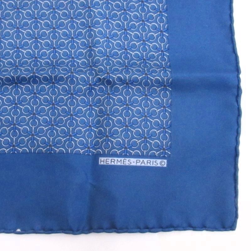 エルメス HERMES カレ 40 プチカレ スカーフ シルク フランス製 ブルー  