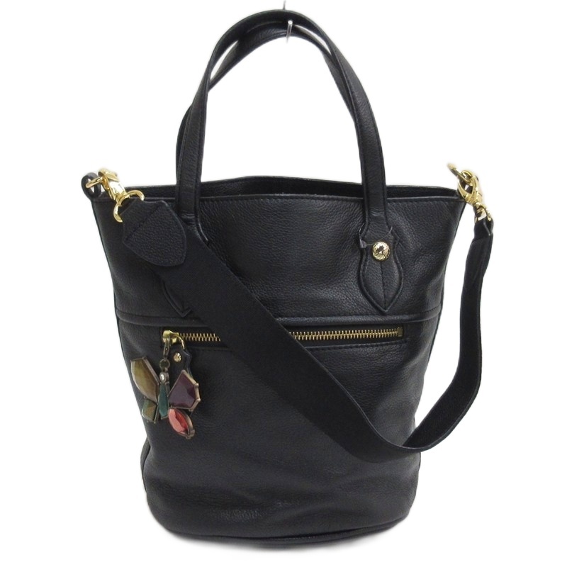 アナスイ ANNA SUI レザー ショルダーバッグ トート 2WAY ブラック 