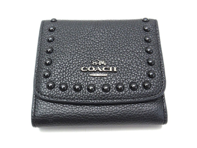 コーチ COACH スタッズ ラッカーリベット レザー Wホック 三 コーチ COACH スタッズ ラッカーリベット レザー Wホック 三