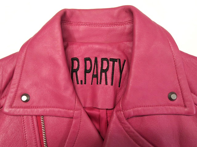 【ピエールバルマン】ラムレザー　ジャケット　ピンク　花柄　F ボタン ピエールバルマン】ラムレザー ジャケット ピンク 花柄 F ボタン