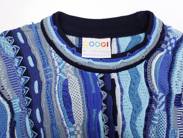 クージー COOGI 3D編み 総柄 クルーネック コットン ニット セーター 