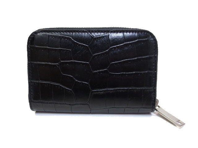 美品 サンローラン パリ SAINT LAURENT PARIS クロコ型押し ラウンド  